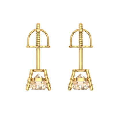 2 ctw Morganite Studs Earrings | 6.5mm Round Cut White Gold Screw back | February Birthstone