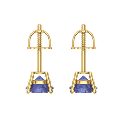 2 ctw Tanzanite Studs Earrings | 6.5mm Round Cut White Gold Screw back | December Birthstone