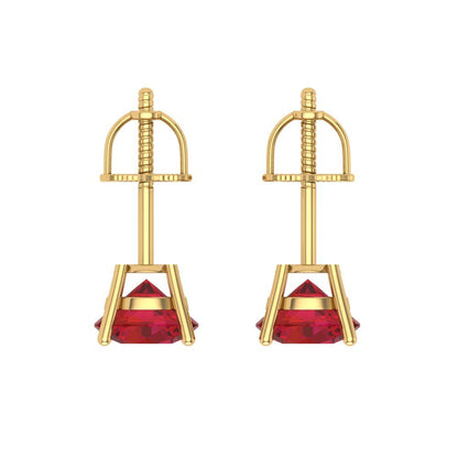 2 ctw Ruby Studs Earrings | 6.5mm Round Cut White Gold Screw back | July Birthstone