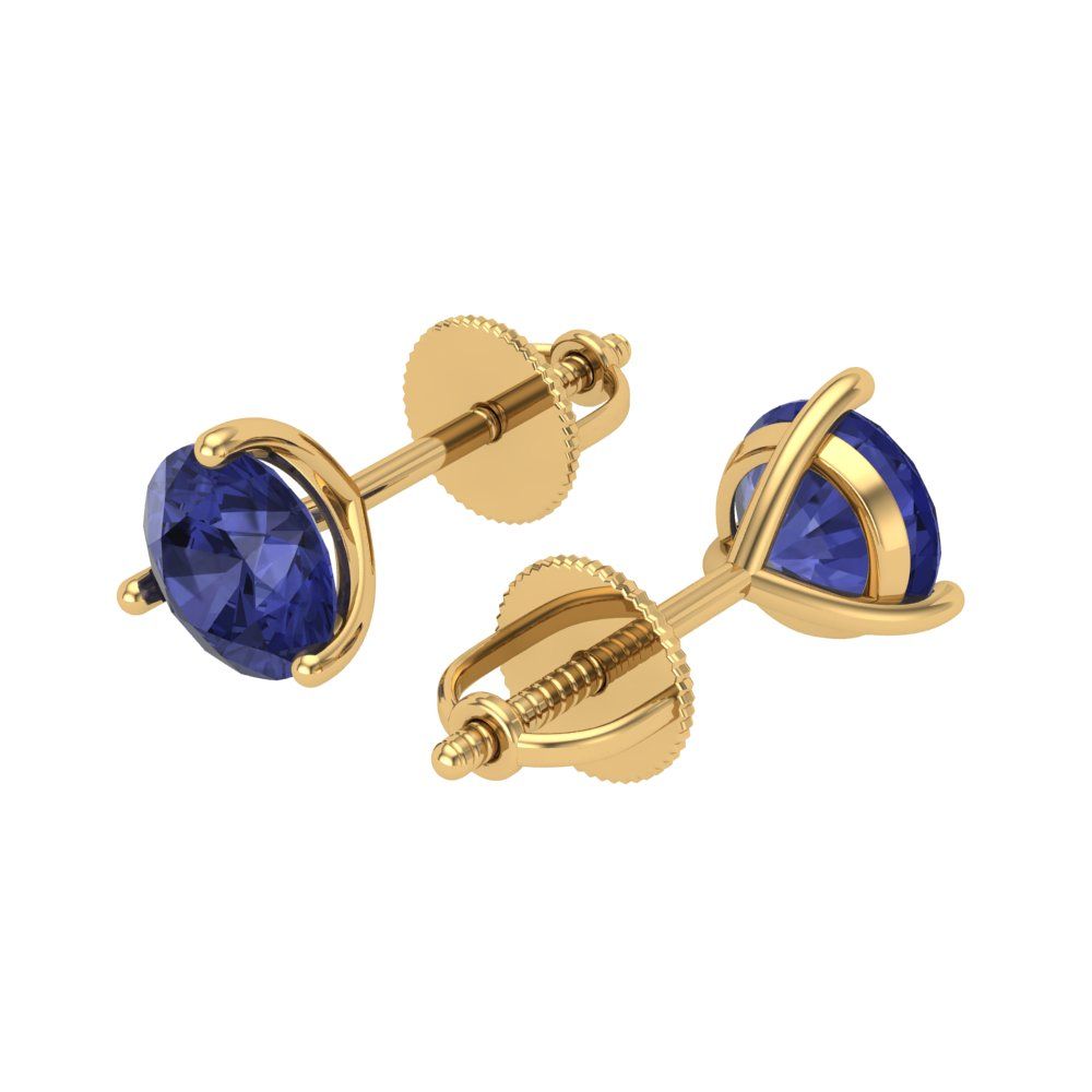 2 ctw Tanzanite Studs Earrings | 6.5mm Round Cut White Gold Screw back | December Birthstone
