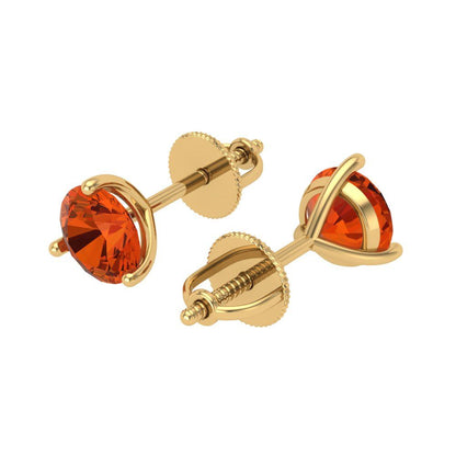 2 ctw Red Zirconia Studs Earrings | 6.5mm Round Cut White Gold Screw back | April Birthstone