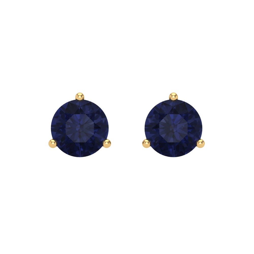 2 ctw Blue Sapphire Studs Earrings | 6.5mm Round Cut White Gold Screw back | September Birthstone