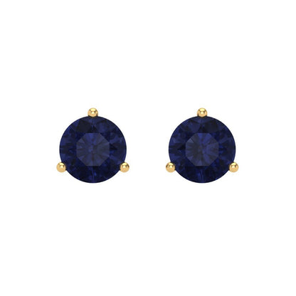 2 ctw Blue Sapphire Studs Earrings | 6.5mm Round Cut White Gold Screw back | September Birthstone