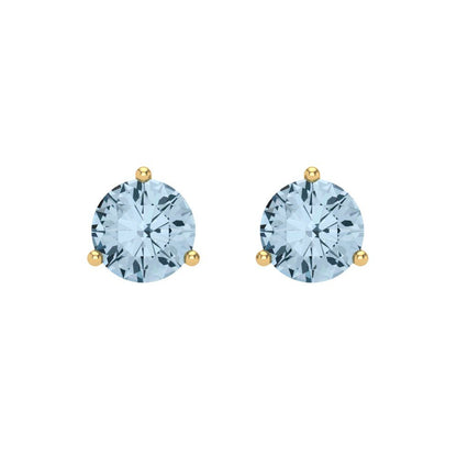2 ctw Sky Blue Topaz Studs Earrings | 6.5mm Round Cut White Gold Screw back | December Birthstone