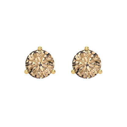 2 ctw Yellow Moissanite Studs Earrings | 6.5mm Round Cut White Gold Screw back | April Birthstone