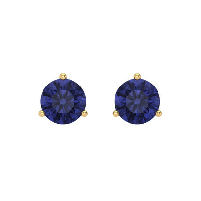 2 ctw Tanzanite Studs Earrings | 6.5mm Round Cut White Gold Screw back | December Birthstone