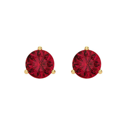 2 ctw Pink Tourmaline Studs Earrings | 6.5mm Round Cut White Gold Screw back | April Birthstone