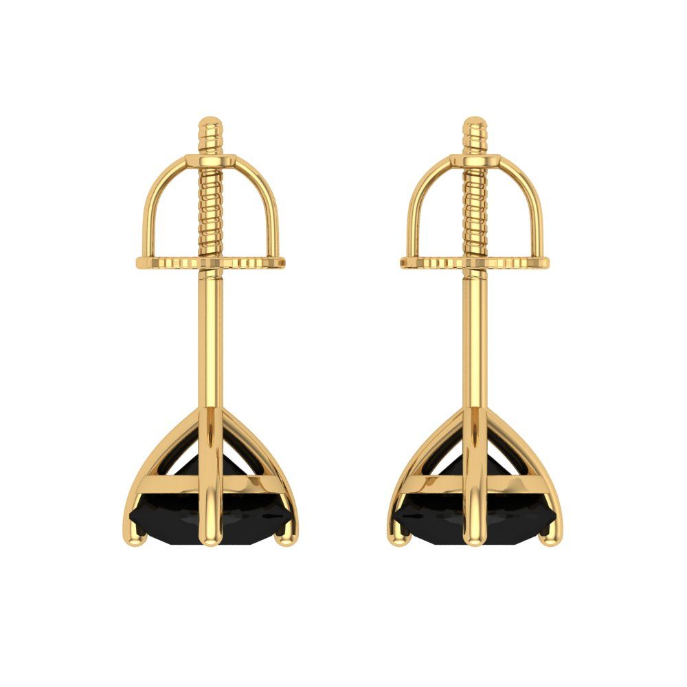 2 ctw Onyx Studs Earrings | 6.5mm Round Cut White Gold Screw back | July Birthstone