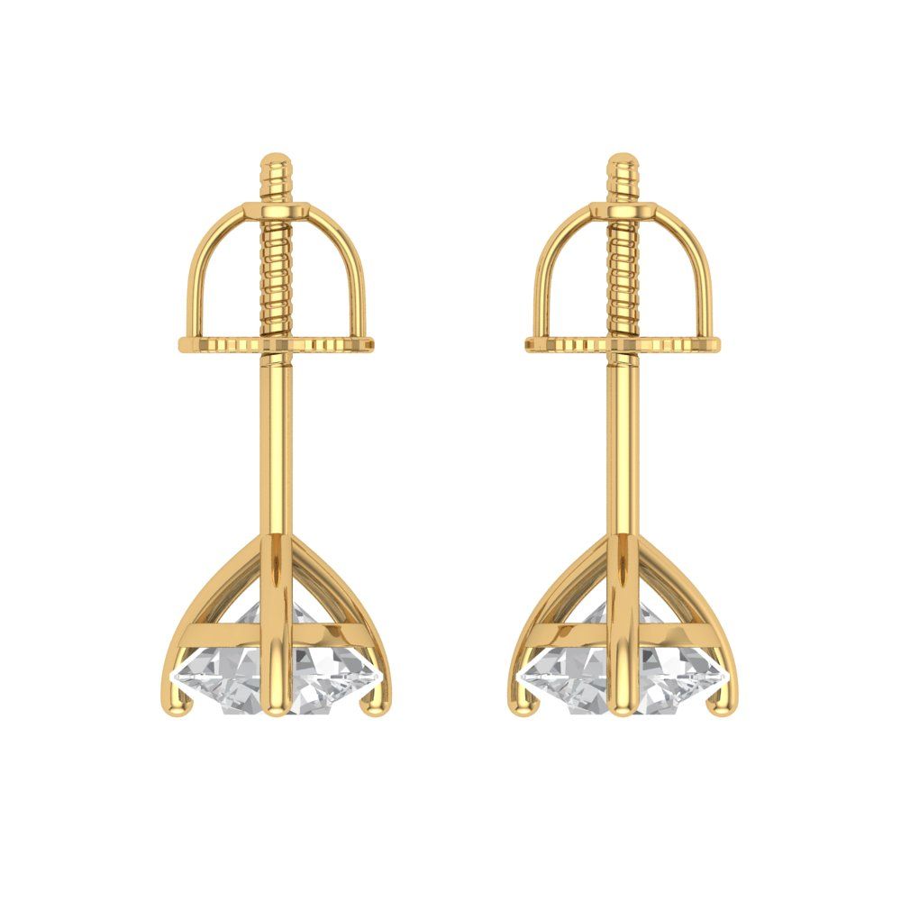 2 ctw Moissanite Studs Earrings | 6.5mm Round Cut White Gold Screw back | April Birthstone