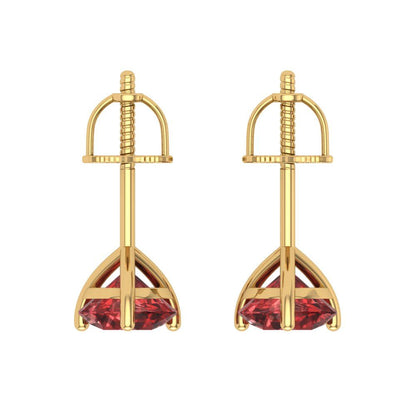 2 ctw Garnet Studs Earrings | 6.5mm Round Cut White Gold Screw back | January Birthstone