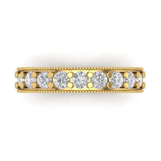 0.81 cttw Simulated Diamond Round Cut Yellow Gold Eternity Wedding Band