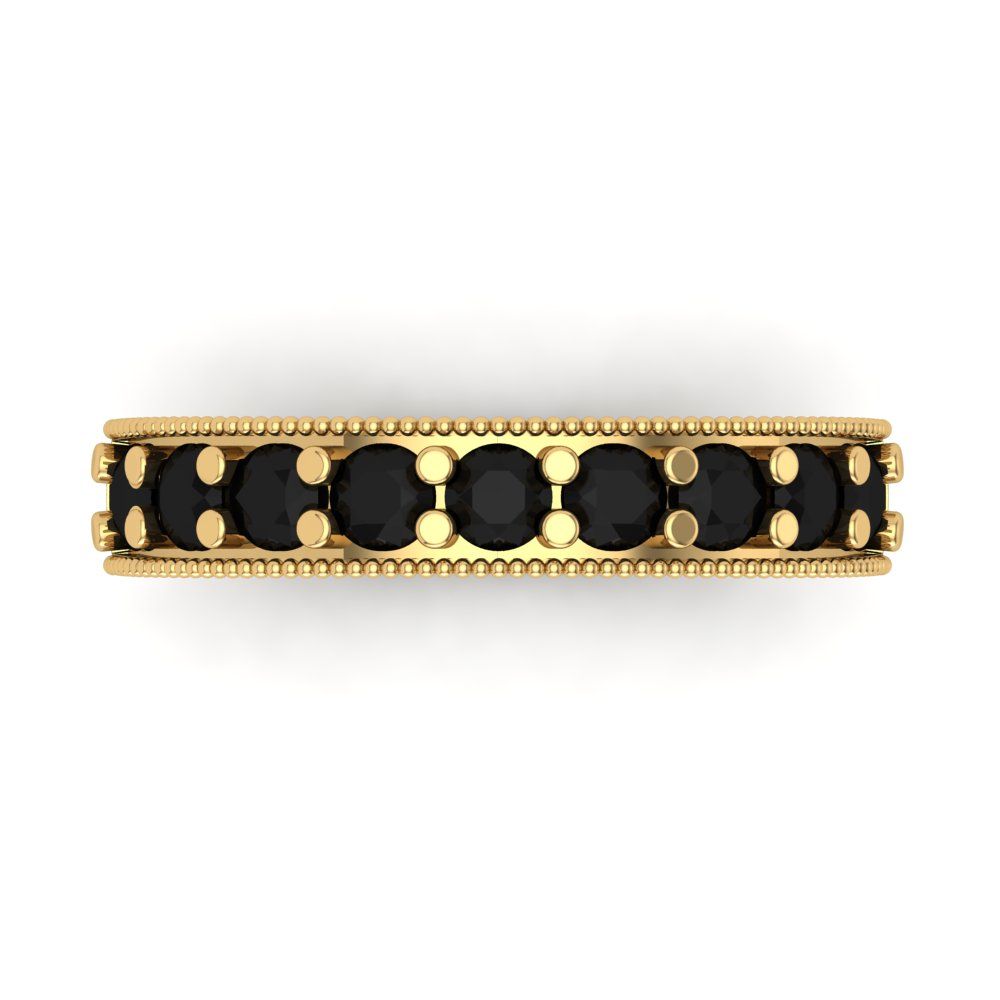 0.81 cttw Natural Onyx Round Cut Yellow Gold Eternity Wedding Band