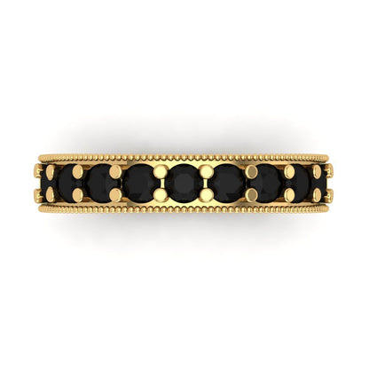 0.81 cttw Natural Onyx Round Cut Yellow Gold Eternity Wedding Band