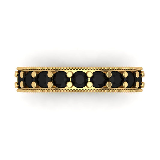 0.81 cttw Natural Onyx Round Cut Yellow Gold Eternity Wedding Band