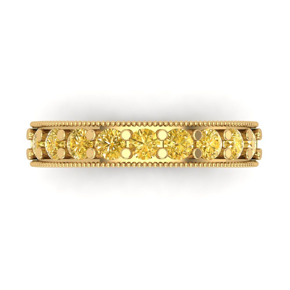 0.81 cttw Simulated Yellow Diamond Round Cut Yellow Gold Eternity Wedding Band