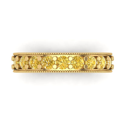 0.81 cttw Simulated Yellow Diamond Round Cut Yellow Gold Eternity Wedding Band