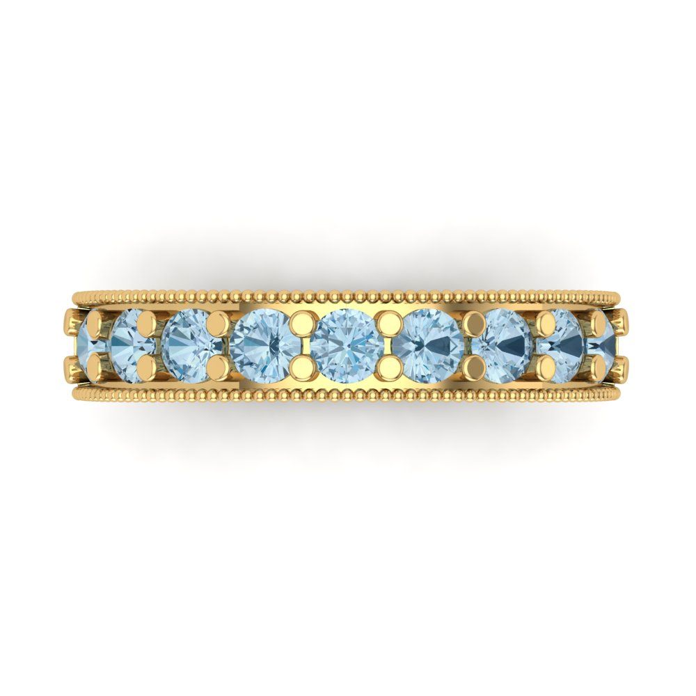 0.81 cttw Simulated Blue Diamond Round Cut Yellow Gold Eternity Wedding Band