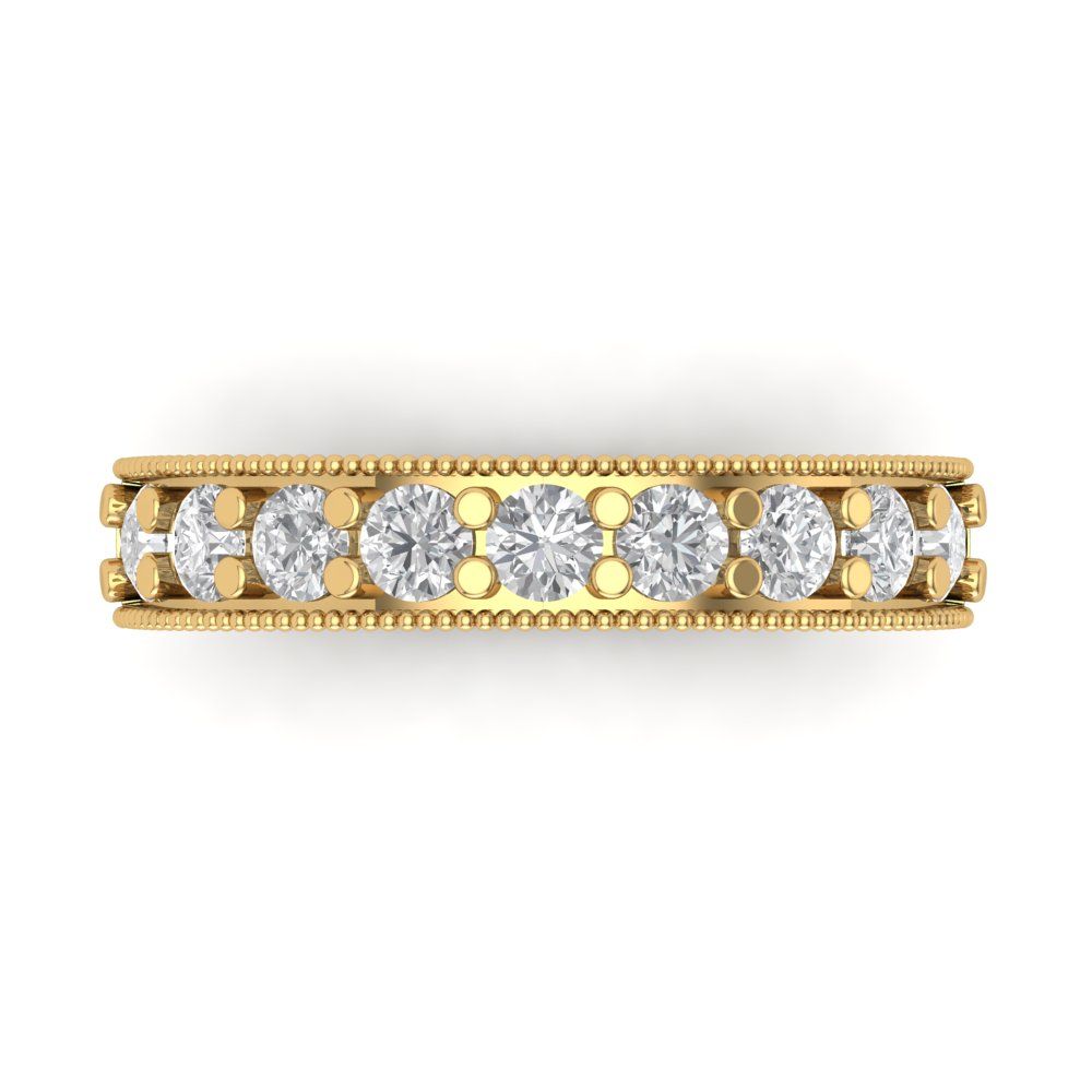 0.81 ct Brilliant Round Cut Natural Diamond Stone Clarity VS1-2 Color G-H Yellow Gold Band