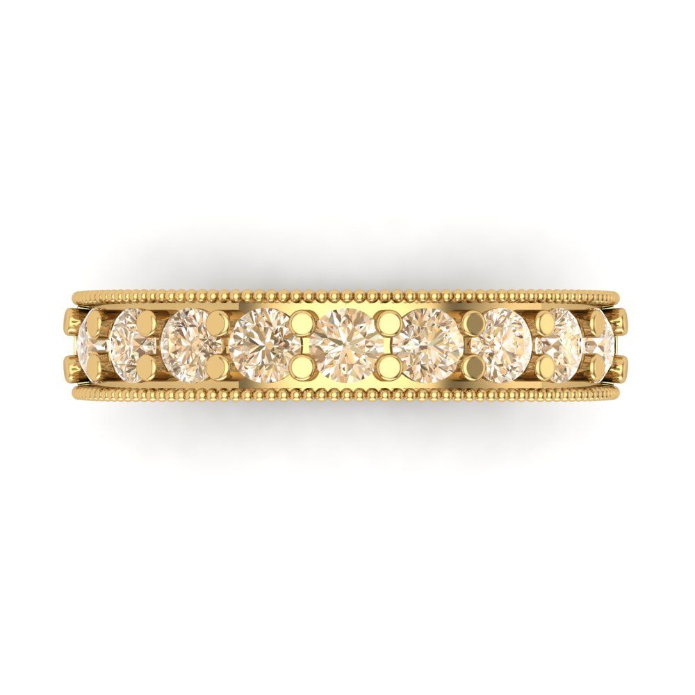 0.81 cttw Natural Morganite Round Cut Yellow Gold Eternity Wedding Band