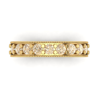 0.81 cttw Natural Morganite Round Cut Yellow Gold Eternity Wedding Band