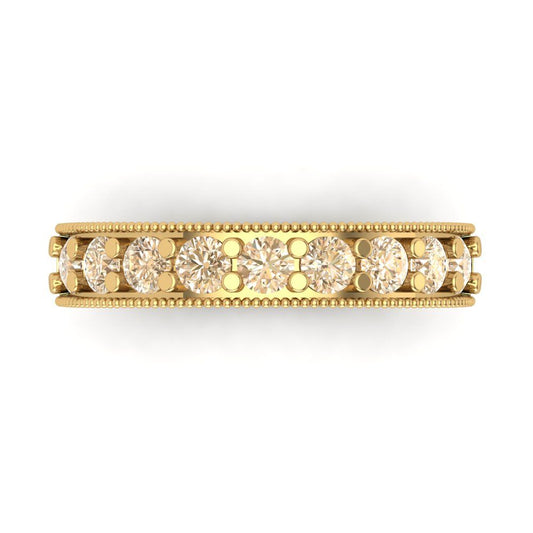 0.81 cttw Natural Morganite Round Cut Yellow Gold Eternity Wedding Band