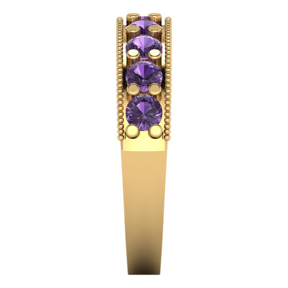 0.81 cttw Simulated Alexandrite Round Cut Yellow Gold Eternity Wedding Band