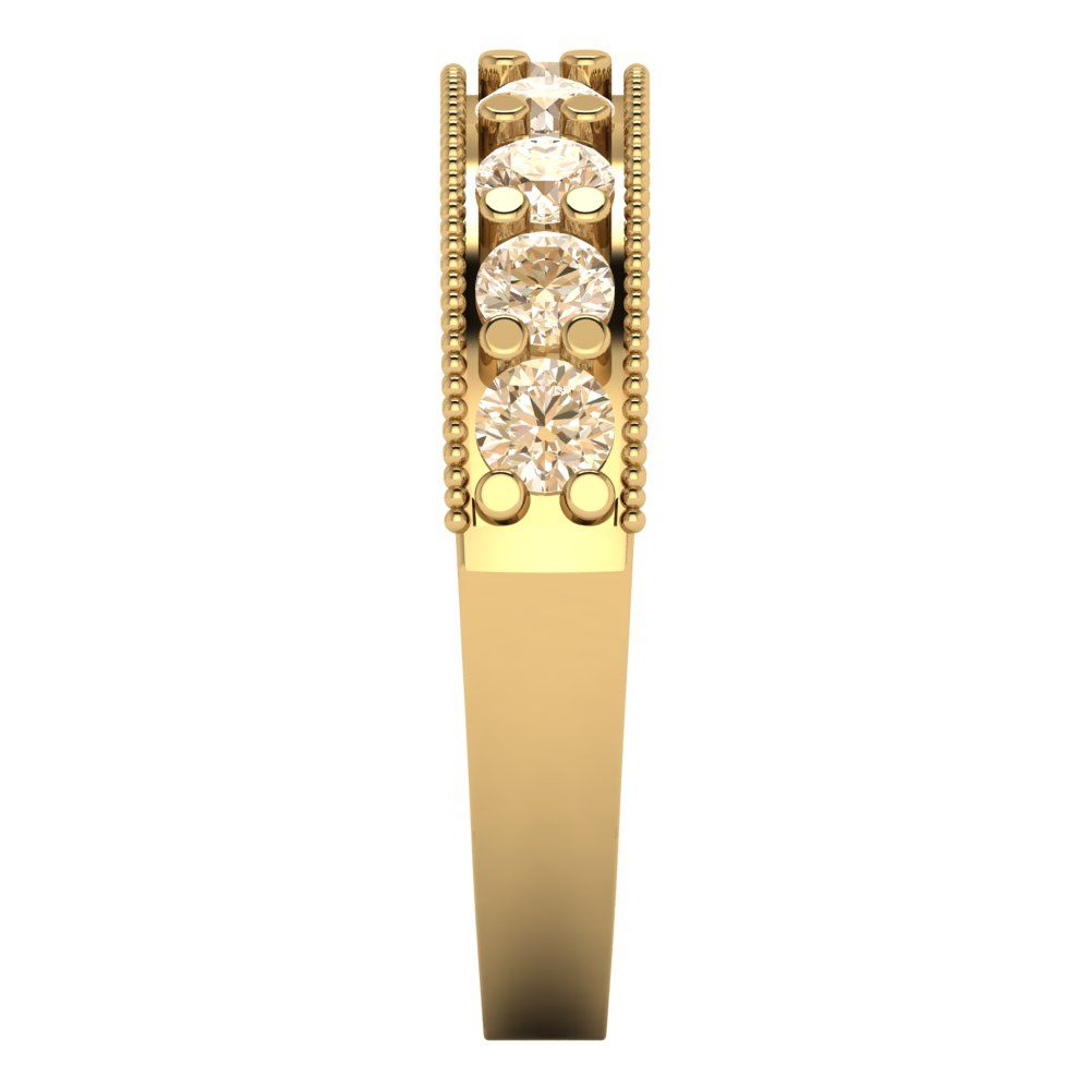 0.81 cttw Natural Morganite Round Cut Yellow Gold Eternity Wedding Band