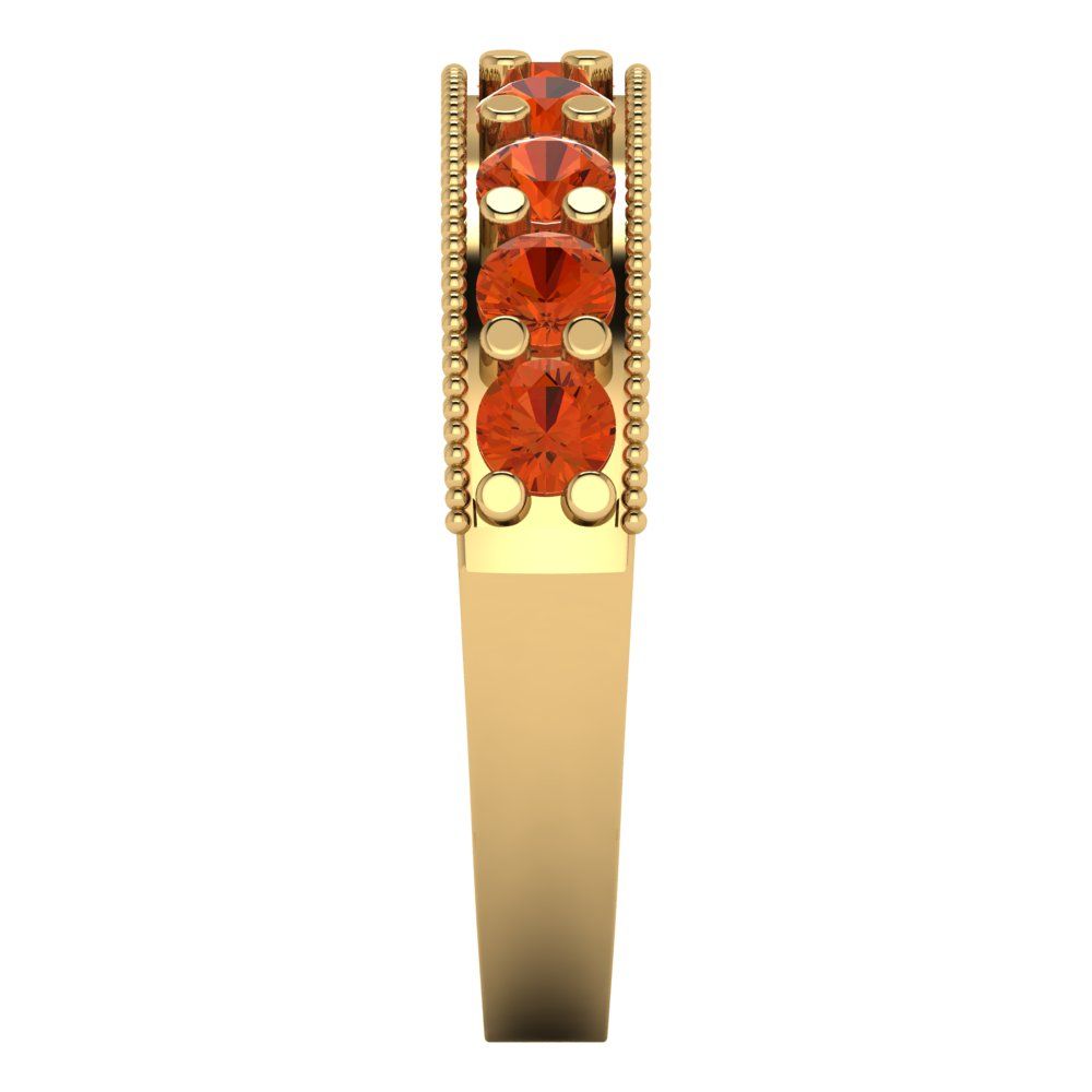 0.81 cttw Simulated Red Diamond Round Cut Yellow Gold Eternity Wedding Band