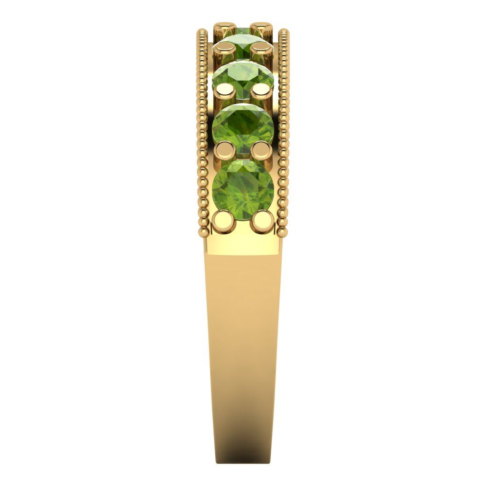 0.81 cttw Natural Peridot Round Cut Yellow Gold Eternity Wedding Band