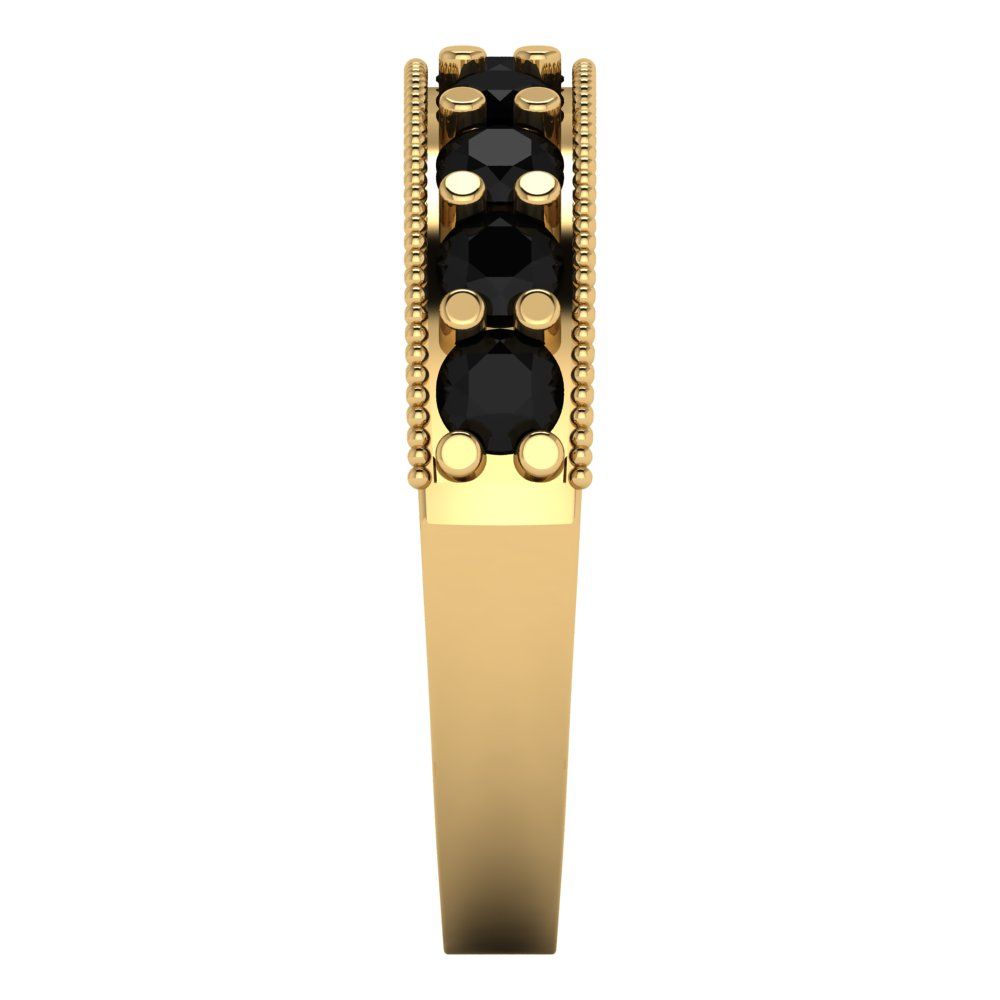 0.81 cttw Natural Onyx Round Cut Yellow Gold Eternity Wedding Band