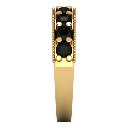 0.81 cttw Natural Onyx Round Cut Yellow Gold Eternity Wedding Band