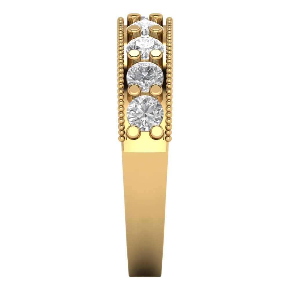 0.81 cttw Moissanite Round Cut Yellow Gold Eternity Wedding Band