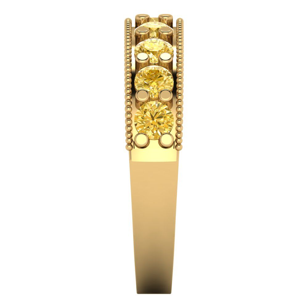 0.81 cttw Simulated Yellow Diamond Round Cut Yellow Gold Eternity Wedding Band