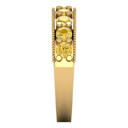 0.81 cttw Simulated Yellow Diamond Round Cut Yellow Gold Eternity Wedding Band