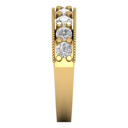 0.81 cttw White Sapphire Round Cut Yellow Gold Eternity Wedding Band