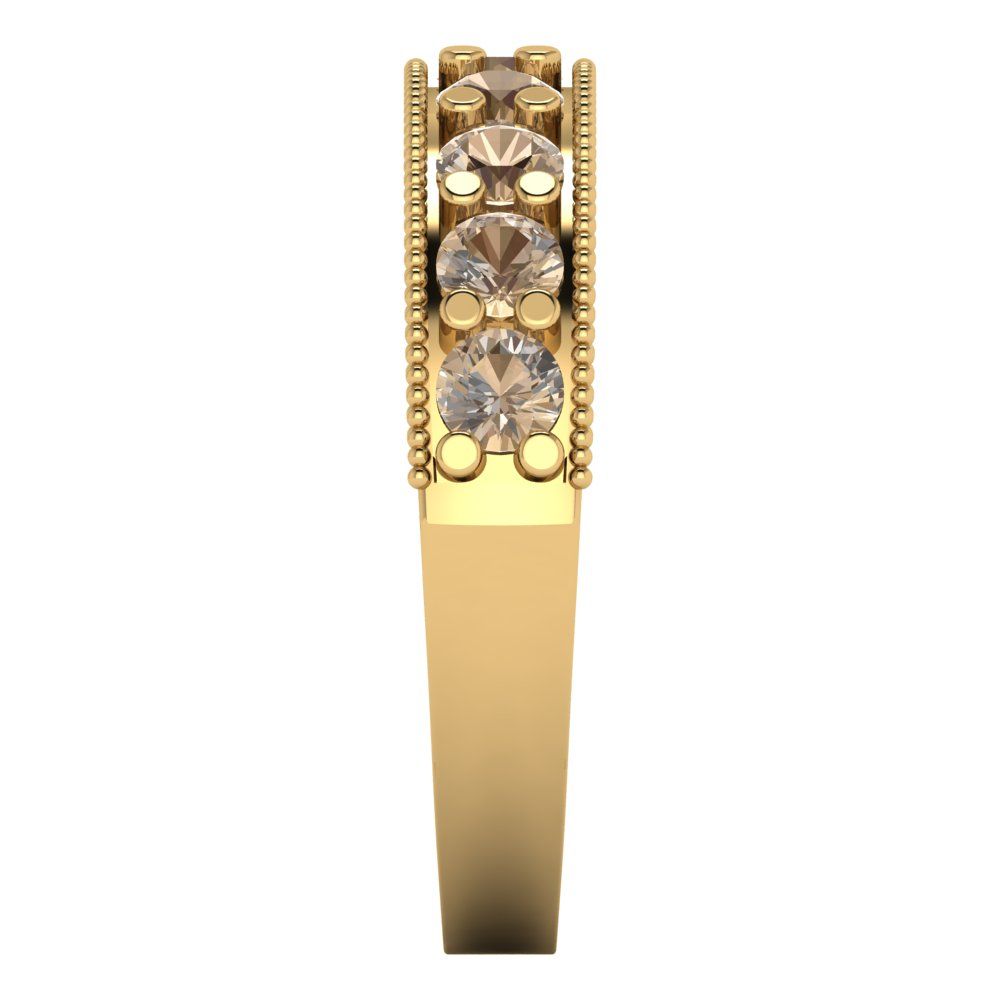 0.81 cttw Yellow Moissanite Round Cut Yellow Gold Eternity Wedding Band