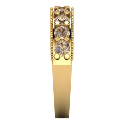 0.81 cttw Yellow Moissanite Round Cut Yellow Gold Eternity Wedding Band