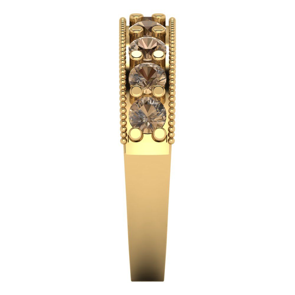 0.81 cttw Simulated Champagne Diamond Round Cut Yellow Gold Eternity Wedding Band