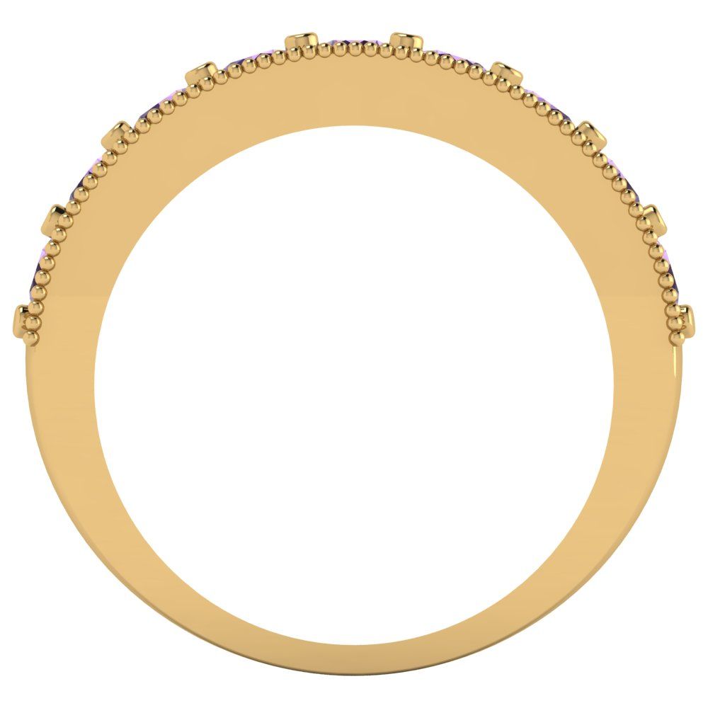 0.81 cttw Simulated Alexandrite Round Cut Yellow Gold Eternity Wedding Band