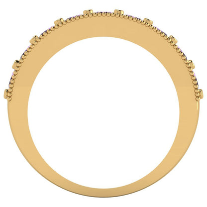 0.81 cttw Simulated Alexandrite Round Cut Yellow Gold Eternity Wedding Band