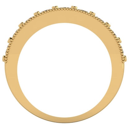 0.81 cttw Yellow Moissanite Round Cut Yellow Gold Eternity Wedding Band