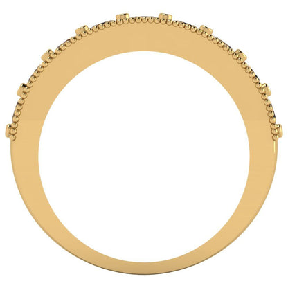 0.81 cttw Simulated Champagne Diamond Round Cut Yellow Gold Eternity Wedding Band