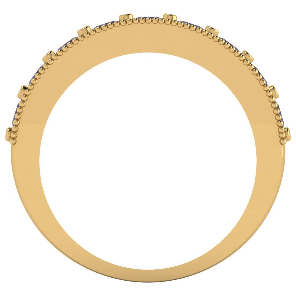 0.81 cttw Simulated Blue Sapphire Round Cut Yellow Gold Eternity Wedding Band