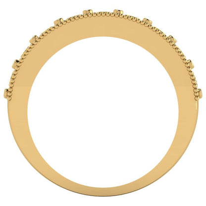 0.81 cttw Natural Citrine Round Cut Yellow Gold Eternity Wedding Band