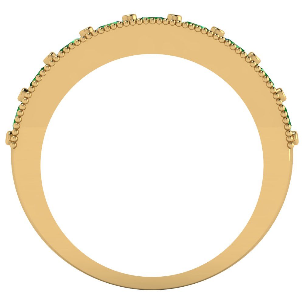 0.81 cttw Simulated Emerald Round Cut Yellow Gold Eternity Wedding Band