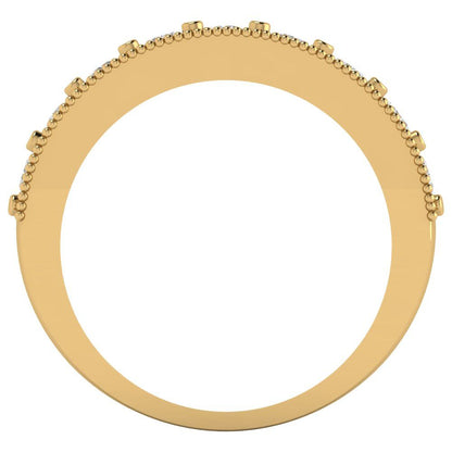 0.81 cttw White Sapphire Round Cut Yellow Gold Eternity Wedding Band