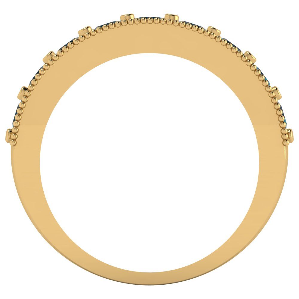 0.81 cttw Natural London Blue Topaz Round Cut Yellow Gold Eternity Wedding Band