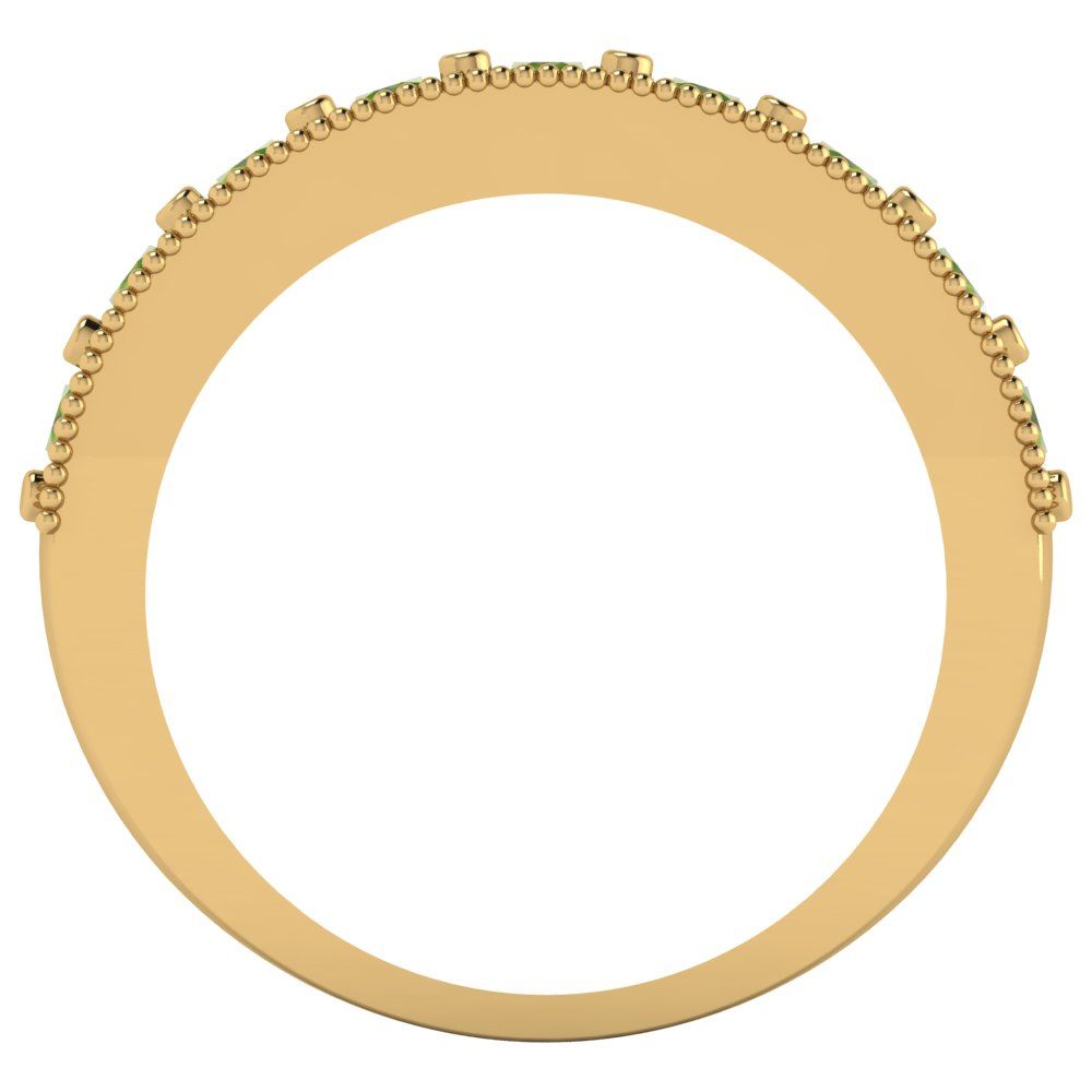 0.81 cttw Natural Peridot Round Cut Yellow Gold Eternity Wedding Band