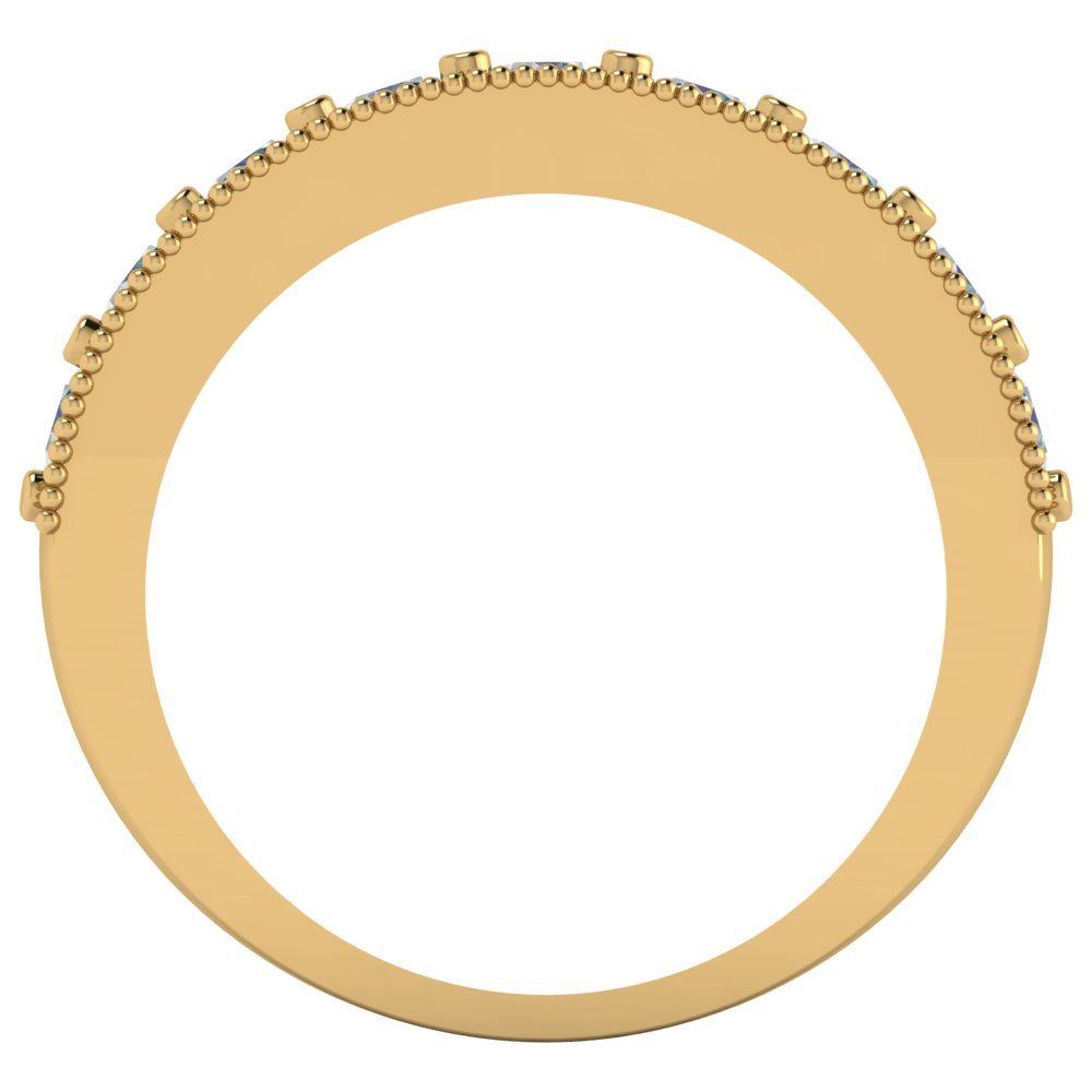 0.81 cttw Blue Moissanite Round Cut Yellow Gold Eternity Wedding Band