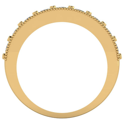 0.81 cttw Blue Moissanite Round Cut Yellow Gold Eternity Wedding Band